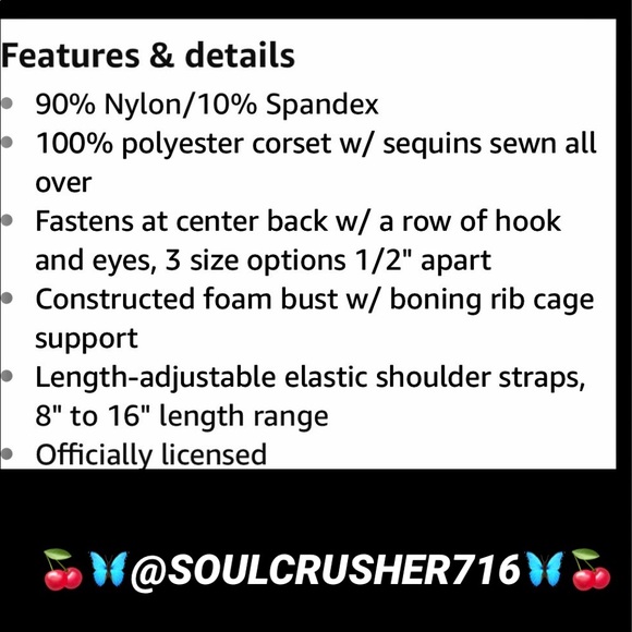 DC COMICS HARLEY QUINN SEQUIN CORSET - Picture 6 of 8